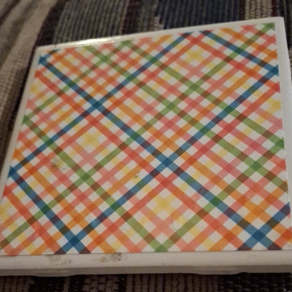 Other - White Ceramic Square Tile Trivet with Felt Pads Coaster